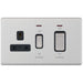 Selectric 5M-Plus Satin Chrome 45A DP Switch and 13A Switched Socket with Neon and Black Insert