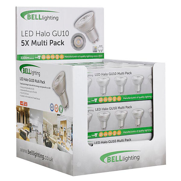 Bell 60615 3.2W LED Halo GU10 - 38°, 4000K, In Packs of 5, Supplied in 2 Counter Display Units 350lm