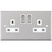 Selectric 7M-Pro Satin Chrome 2 Gang 13A DP Switched Socket with White Insert