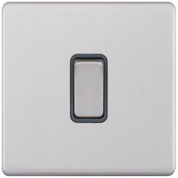 Selectric 5M-Plus Screwless Satin Chrome 1 Gang 20A DP Switch with Grey Insert