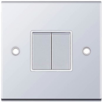 Selectric 5M Polished Chrome 2 Gang 10A 2 Way Switch with White Insert