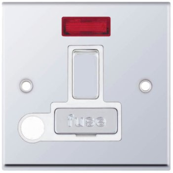 Selectric 7M-Pro Polished Chrome 13A DP Switched Fused Connection Unit with Flex Outlet, Neon, and White Insert