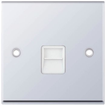 Selectric 7M-Pro Polished Chrome 1 Gang Telephone Secondary Socket with White Insert
