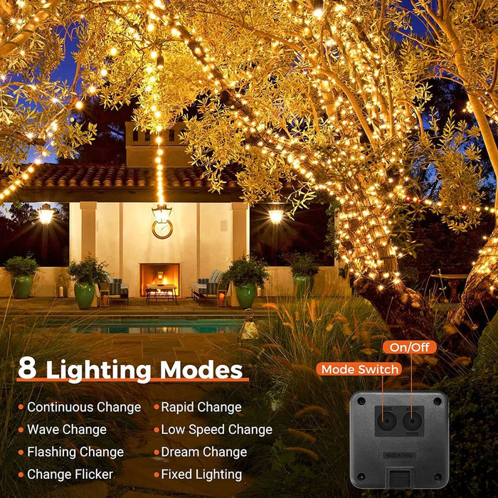 Caradok Solar String Lights Outdoor - 8 Lighting Modes - Extra Long Up to 30m with 300 LEDs - IP65 Waterproof Fairy Lights