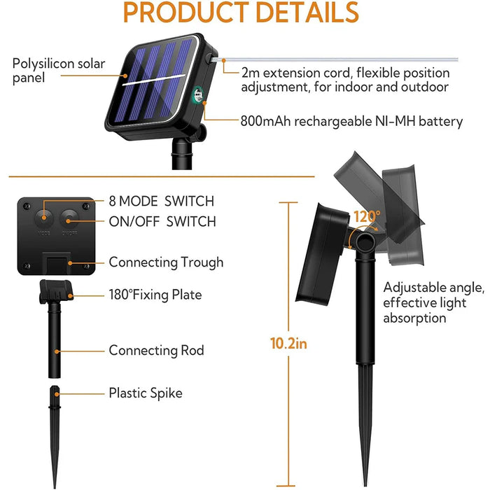 Caradok Solar String Lights Outdoor - 8 Lighting Modes - Extra Long Up to 30m with 300 LEDs - IP65 Waterproof Fairy Lights