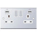 Selectric 5M Polished Chrome 2 Gang 13A Switched Socket with USB Outlet and White Insert
