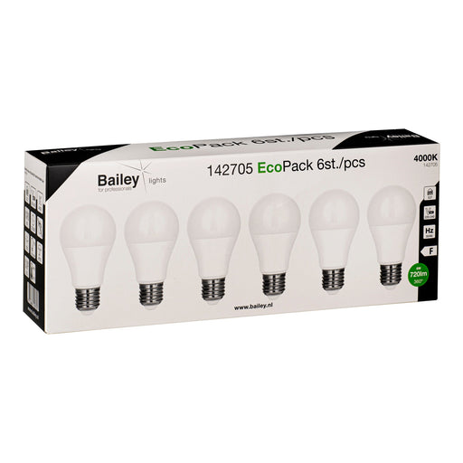 Bailey - 142705 - EcoPack 6pcs LED A60 E27 8W (55W) 720lm 840 Opal Light Bulbs Bailey - The Lamp Company