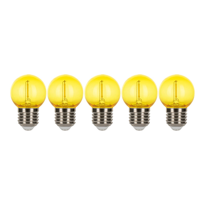 Bailey - 143039 - EcoPack 5pcs LED Party FIL G45 E27 0.6W Yellow PC Light Bulbs Bailey - The Lamp Company
