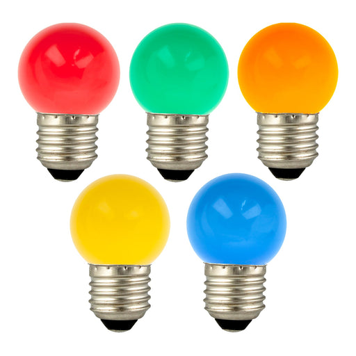Bailey - 143753 - EcoPack 5pcs LED Party G45 E27 1W Multi-colour PC Light Bulbs Bailey - The Lamp Company
