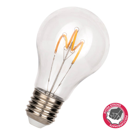Bailey - 143862 - SPIRALED Safe A60 E27 2W (18W) 175lm 827 PC Clear Light Bulbs Bailey - The Lamp Company