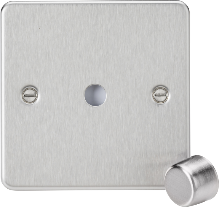 Knightsbridge FP1DIMBC 1G Dimmer Plate with Matching Metal Dimmer Cap - Brushed Chrome