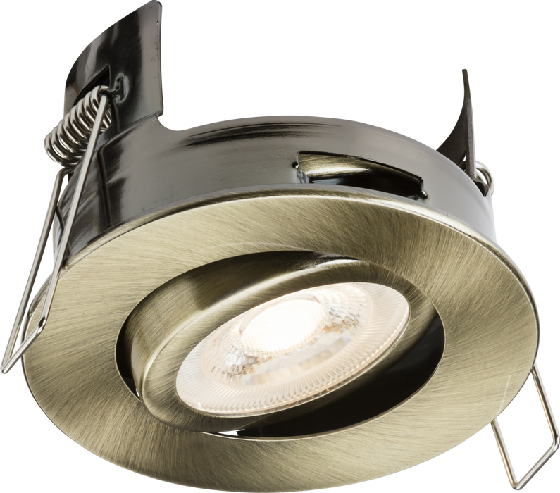 Knightsbridge FRNTAB FireNova IP20 Tilt GU10 Fire-rated Open-back Downlight - Antique Brass