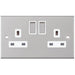 Selectric 5M Satin Chrome 2 Gang 13A DP Switched Socket with White Insert