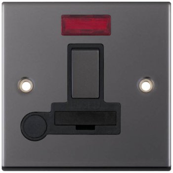 Selectric 5M Black Nickel 13A DP Switched Fused Connection Unit with Flex Outlet, Neon, and Black Insert