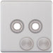 Selectric 5M-Plus Screwless Satin Chrome 1 Gang Twin Aperture Dimmer Plate with Matching Knobs