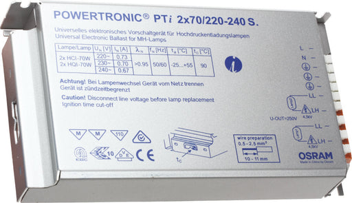 Osram PTi 2x70/220-240 S POWERTRONIC INTELLIGENT PTi S | ECG for HID lamps, for installation in luminaires Osram PTi Gear Osram - Easy Control Gear