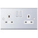 Selectric 7M-Pro Polished Chrome 2 Gang 13A Switched Socket with White Insert