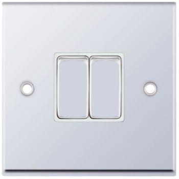 Selectric 7M-Pro Polished Chrome 2 Gang 10A 2 Way Switch with White Insert