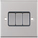 Selectric 7M-Pro Satin Chrome 3 Gang 10A 2 Way Switch with Grey Insert