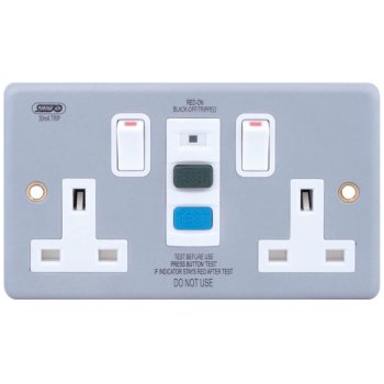 Selectric Metal Clad 2 Gang 13A DP Switched RCD Socket