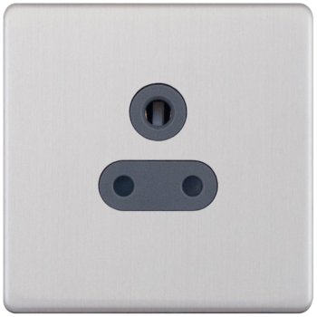 Selectric 5M-Plus Screwless Satin Chrome 1 Gang 5A Round Pin Socket with Grey Insert