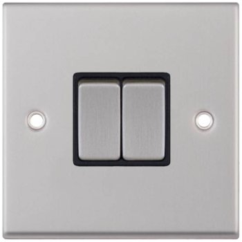 Selectric 7M-Pro Satin Chrome 2 Gang 10A 2 Way Switch with Black Insert