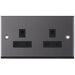 Selectric 7M-Pro Black Nickel 2 Gang 13A Unswitched Socket with Black Insert