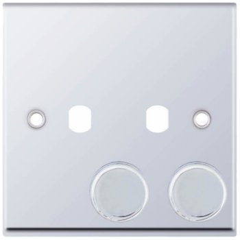 Selectric 7M-Pro Polished Chrome 1 Gang Twin Aperture Dimmer Plate with Matching Knobs