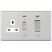 Selectric 5M-Plus Satin Chrome 45A DP Switch and 13A Switched Socket with Neon and White Insert