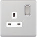 Selectric 5M-Plus Satin Chrome 1 Gang 13A DP Switched Socket with White Insert