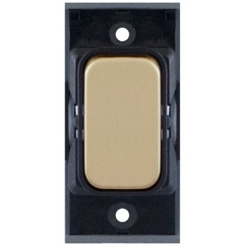 Selectric GRID360 Satin Brass 10A 1 Way Switch Module with Black Insert
