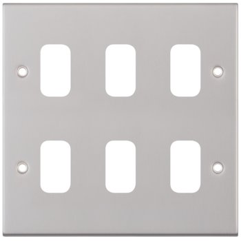 Selectric 5M GRID360 Satin Chrome 6 Gang Faceplate