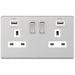 Selectric 5M-Plus Satin Chrome 2 Gang 13A Switched Socket with USB Outlet and White Insert