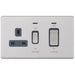 Selectric 5M-Plus Screwless Satin Chrome 45A DP Switch and 13A Switched Socket with Neon and Grey Insert