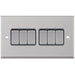 Selectric 7M-Pro Satin Chrome 6 Gang 10A 2 Way Switch with Grey Insert