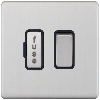 Selectric 5M-Plus Satin Chrome 13A DP Switched Fused Connection Unit with Black Insert