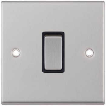 Selectric 7M-Pro Satin Chrome 1 Gang 10A 2 Way Switch with Black Insert