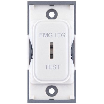 Selectric GRID360 White 20A 2 Way Keyswitch Module Marked ‘EMG LTG TEST’ with White Insert