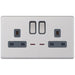 Selectric 5M-Plus Screwless Satin Chrome 2 Gang 13A DP Switched Socket with Neon and Grey Insert