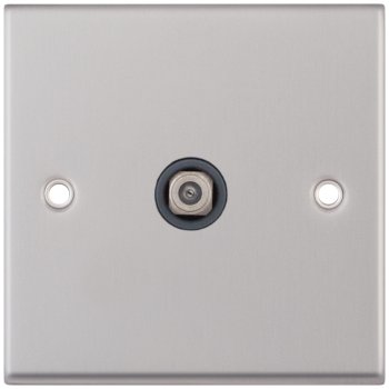 Selectric 7M-Pro Satin Chrome 1 Gang Satellite Socket with Grey Insert