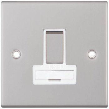 Selectric 5M Satin Chrome 13A DP Switched Fused Connection Unit with White Insert