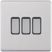 Selectric 5M-Plus Screwless Satin Chrome 3 Gang 10A 2 Way Switch with Grey Insert