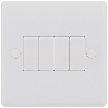 Selectric Smooth 4 Gang 10A 2 Way Switch (1 Gang Plate)