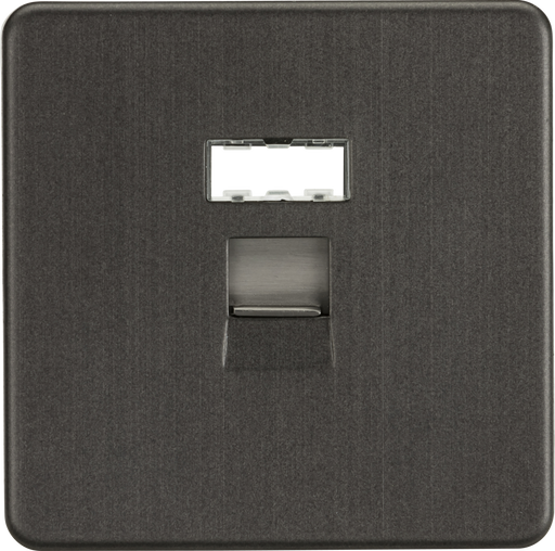 Knightsbridge SFC6SB Screwless RJ45 Network Outlet - Smoked Bronze With Shutter Knightsbridge Screwless Flat Plate Smoked Bronze Knightsbridge - Sparks Warehouse