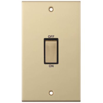 Selectric 5M Satin Brass 2 Gang 45A DP Switch with Black Insert