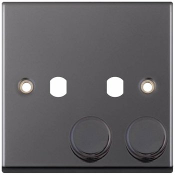 Selectric 7M-Pro Black Nickel 1 Gang Twin Aperture Dimmer Plate with Matching Knobs