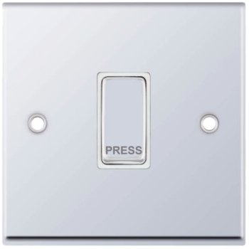 Selectric 7M-Pro Polished Chrome 1 Gang 10A Push to Make Switch with White Insert