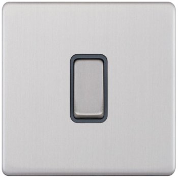 Selectric 5M-Plus Screwless Satin Chrome 1 Gang 10A Intermediate Switch with Grey Insert