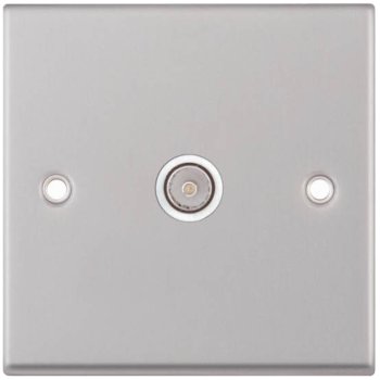 Selectric 7M-Pro Satin Chrome 1 Gang TV Socket with White Insert