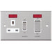 Selectric 7M-Pro Satin Chrome 45A DP Switch and 13A Switched Socket with Neon and White Insert
